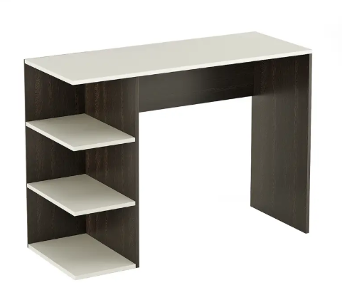 FURNEASER Qualish Computer Table with 3 Shelf, Workstation WFH Table, Engineered Wood Study Table (Free Standing, Finish Color - Wenge & White, DIY(Do-It-Yourself))