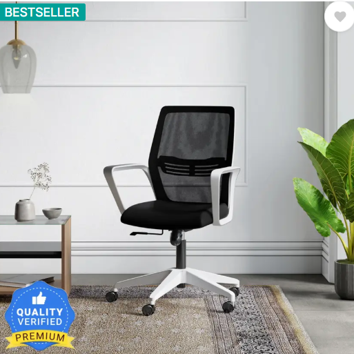 Godrej Interio Vurv Mid Back Fabric Study Arm Chair  (Black, Knock Down)
