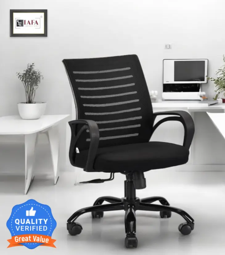 IAFA Diego Mid Back Ergonomic Office Chair Heavy Duty Black Metal Base 2 yr Warranty Mesh Office Arm Chair  (Black, DIY(Do-It-Yourself))