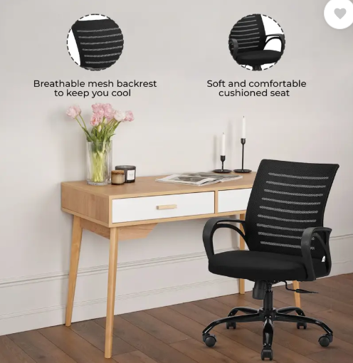 IAFA Diego Mid Back Ergonomic Office Chair Heavy Duty Black Metal Base 2 yr Warranty Mesh Office Arm Chair  (Black, DIY(Do-It-Yourself))