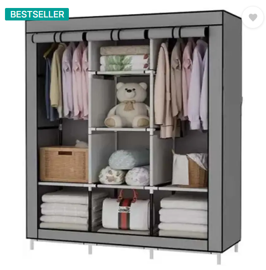Attache Carbon Steel Collapsible Wardrobe (Finish Color - GREY, DIY(Do-It-Yourself))