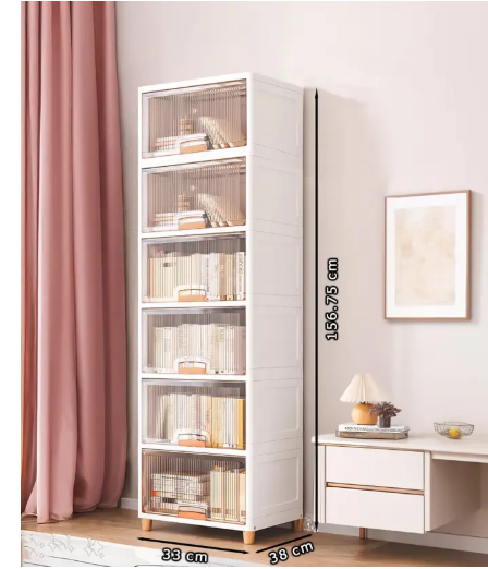 Sasimo 6-Door 6-Shelf Plastic foldable Cupboard PC Collapsible Wardrobe (Finish Color - 6-Crystal White, DIY(Do-It-Yourself))