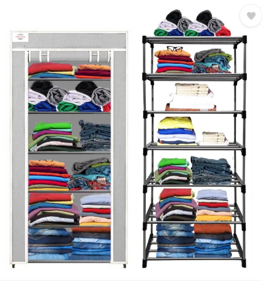 CMerchants Grey-Metal-6 Layer Carbon Steel Collapsible Wardrobe  (Finish Color - Grey, DIY(Do-It-Yourself))