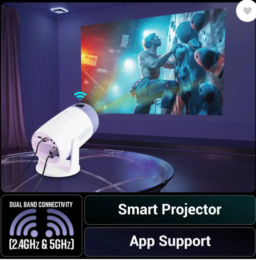 ZEBRONICS Zeb-Pixaplay 63 (Zeb-MLP 7) (5000 lm) Portable 1080p, 150 Inch Screen Size, 200 Degrees Tilt Mechanism, Auto Keystone Adaptation, Android, Built-in Speaker, Bluetooth, HDMI ARC, WIFI, Miracast Smart LED Projector  (White)