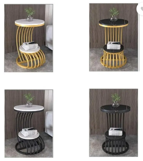 Unique Arts Shoppee Metallic Masterpieces: The Elegance of Metal Tables" End Table For Living Room Metal Side Table (Finish Color - Golden & Black, Pre-assembled)