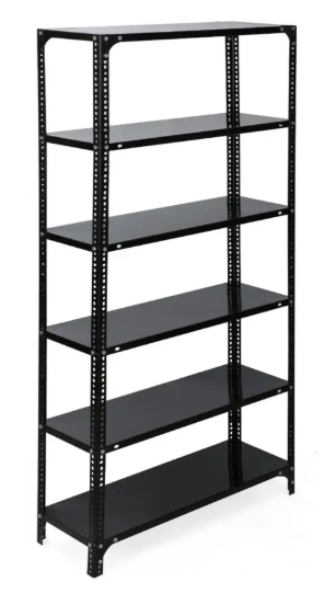 fiora Slotted Angle CRC Sheet 5 Shelves Multipurpose Storage Metal Open Book Shelf  (Finish Color - Black, DIY(Do-It-Yourself))