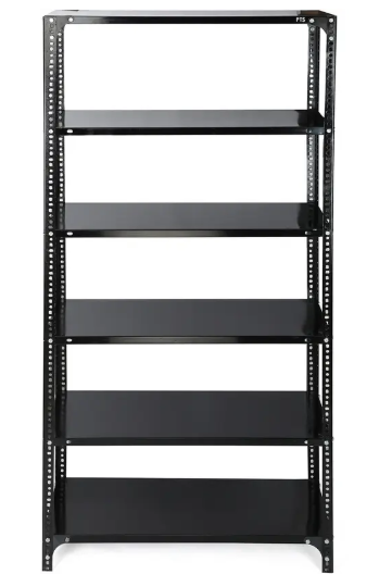 fiora Slotted Angle CRC Sheet 5 Shelves Multipurpose Storage Metal Open Book Shelf  (Finish Color - Black, DIY(Do-It-Yourself))
