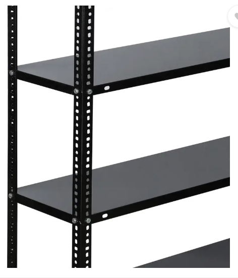 fiora Slotted Angle CRC Sheet 5 Shelves Multipurpose Storage Metal Open Book Shelf  (Finish Color - Black, DIY(Do-It-Yourself))