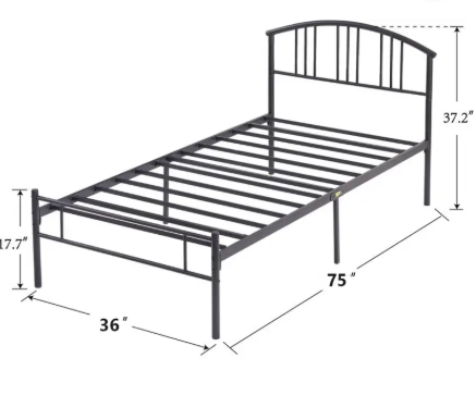 Vibrant Interior MOREHOUSE (6x3) Metal Single Bed  (Finish Color - BLACK, Delivery Condition - Knock Down)