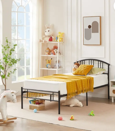 Vibrant Interior MOREHOUSE (6x3) Metal Single Bed  (Finish Color - BLACK, Delivery Condition - Knock Down)