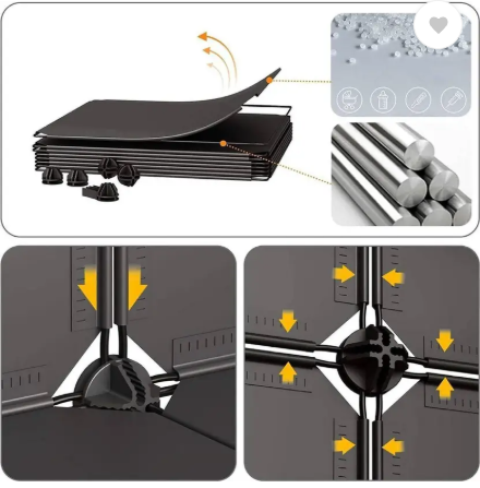 Ozoy Plastic Metal 5 Door 5 Shelf Books Storage Rack Organizer Metal Open Book Shelf (Finish Color - 5-Black, DIY(Do-It-Yourself))