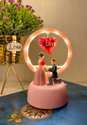 Elegant Lifestyle Unique Light Gift for Couples, Engagement Wedding Anniversary Romantic Birthday Decorative Showpiece - 14 cm (Polyresin, Fiber, Pink)