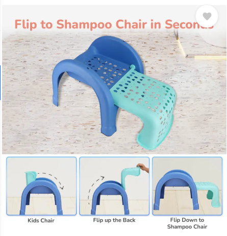 R for Rabbit Jelly Bean 3-in-1 Baby Study / Shampoo & Kid Seating Chair with High Backrest Plastic Chair (Finish Color - Green Blue, DIY(Do-It-Yourself))