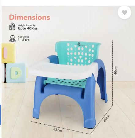 R for Rabbit Jelly Bean 3-in-1 Baby Study / Shampoo & Kid Seating Chair with High Backrest Plastic Chair (Finish Color - Green Blue, DIY(Do-It-Yourself))