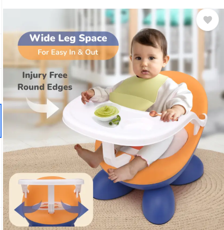R for Rabbit Jelly Bean Fab 2 in 1 Baby Meal Chair, Kid Seating Chair Plastic Chair (Finish Color - Blue Orange, Pre-assembled)