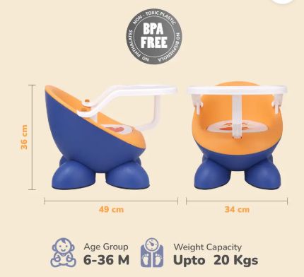 R for Rabbit Jelly Bean Fab 2 in 1 Baby Meal Chair, Kid Seating Chair Plastic Chair (Finish Color - Blue Orange, Pre-assembled)
