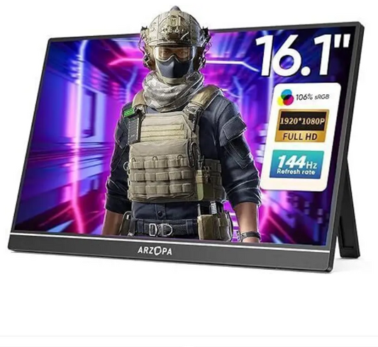 Arzopa Z1FC 40.89 cm (16.1 inch) Full HD IPS Panel Gaming Monitor (Ultra Slim Portable Monitor 106% sRGB 1080P Kickstand)
