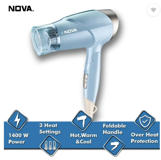 NOVA NHP 8203 Hair Dryer  (1400 W, Blue)