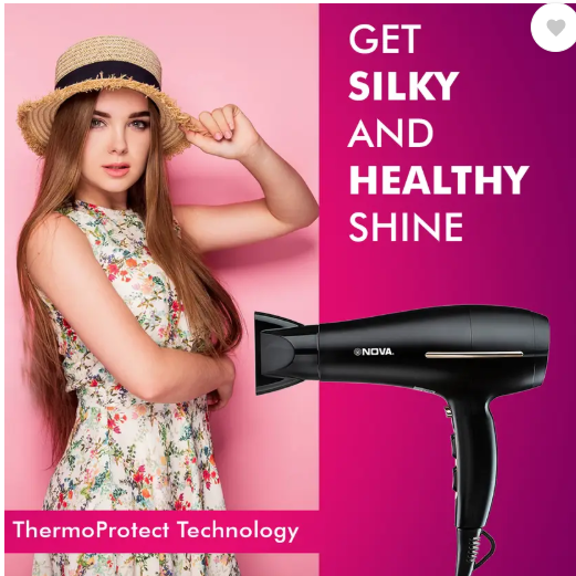 NOVA NHP 8213 Professional Hair Dryer  (1800 W, Black)