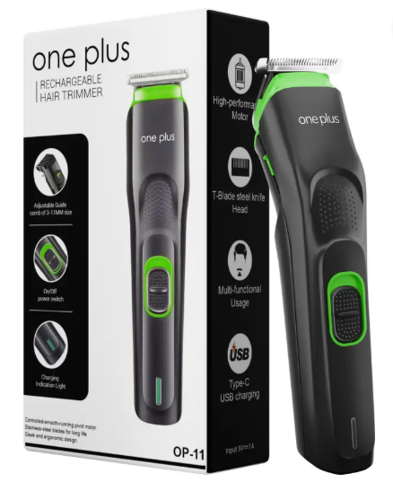 One Plus OP 11 Cordless Professional Hair Trimmer Titanium coated blade waterproof Trimmer 120 min Runtime 12 Length Settings (Black, Green)