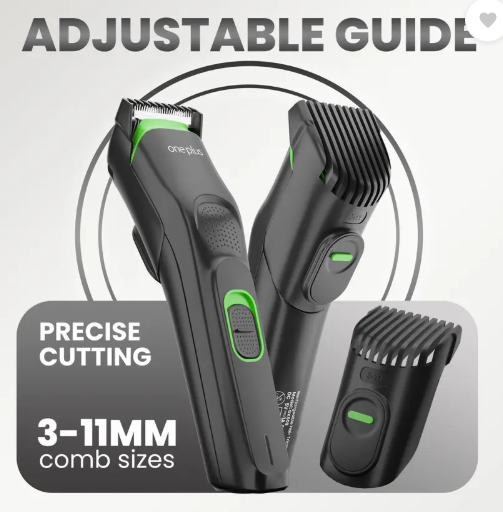 One Plus OP 11 Cordless Professional Hair Trimmer Titanium coated blade waterproof Trimmer 120 min Runtime 12 Length Settings (Black, Green)