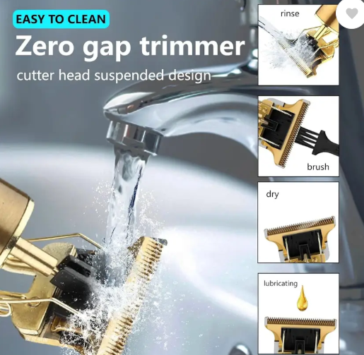 Misuhrobir Trimmer Men Beard Fully Waterproof Trimmer 60 min Runtime 5 Length Settings (Gold)