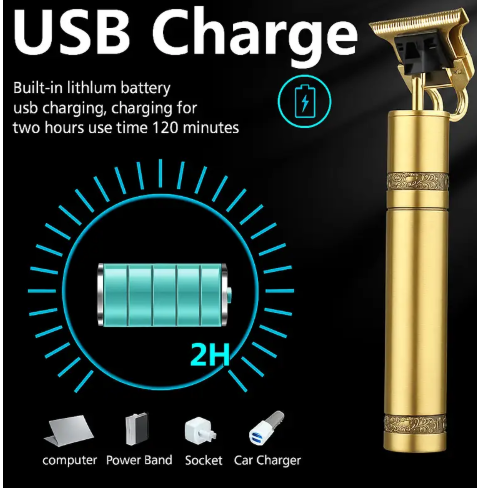 Misuhrobir Trimmer Men Beard Fully Waterproof Trimmer 60 min Runtime 5 Length Settings (Gold)