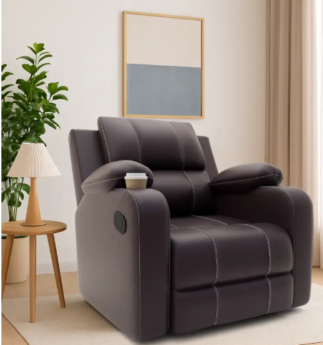 Flipkart Perfect Homes Leatherette Manual Recliner  (Finish Color - Brown, DIY(Do-It-Yourself))