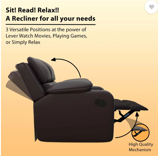 Flipkart Perfect Homes Leatherette Manual Recliner  (Finish Color - Brown, DIY(Do-It-Yourself))