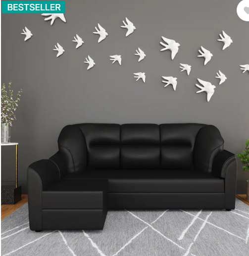 WESTIDO Leatherette 4 Seater Sofa  (Finish Color - Black, DIY(Do-It-Yourself))