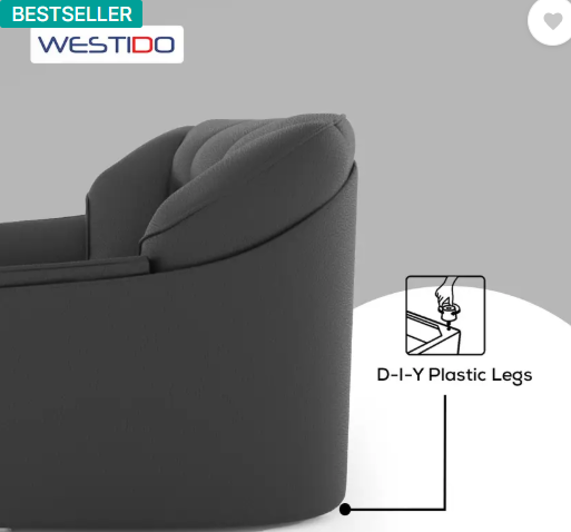 WESTIDO Leatherette 4 Seater Sofa  (Finish Color - Black, DIY(Do-It-Yourself))