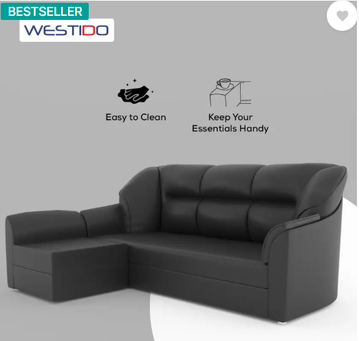 WESTIDO Leatherette 4 Seater Sofa  (Finish Color - Black, DIY(Do-It-Yourself))