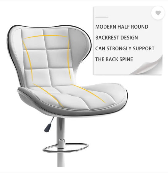 Oakcraft Comfortable Cushion Upholstery with back, Airlift Adjustable Swivel Solid wood Leatherette Bar Stool  (Finish Color - White, DIY(Do-It-Yourself))