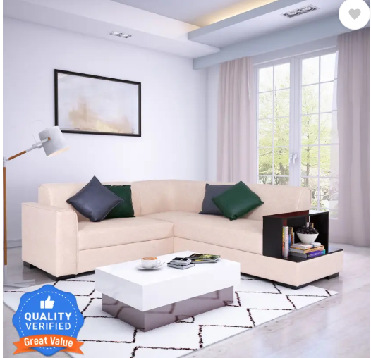 Flipkart Perfect Homes Conwy L Shape RHS Leatherette 5 Seater Sofa  (Finish Color - Beige, DIY(Do-It-Yourself))