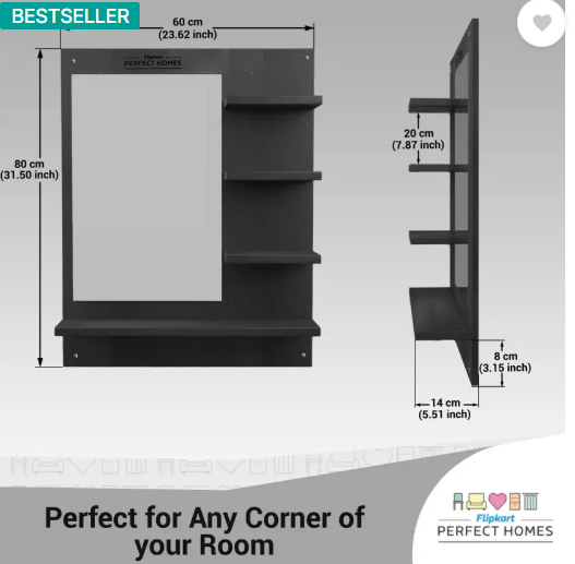 Flipkart Perfect Homes Grace Engineered Wood Dressing Table  (Finish Color - , Wenge, DIY(Do-It-Yourself))