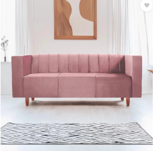 Seventh Heaven Sydney 3 Seater Sofa, Extra Spacious, Premium Velvet Fabric: Fabric 3 Seater Sofa  (Finish Color - Peach, DIY(Do-It-Yourself))