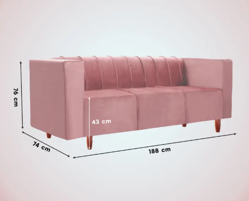 Seventh Heaven Sydney 3 Seater Sofa, Extra Spacious, Premium Velvet Fabric: Fabric 3 Seater Sofa  (Finish Color - Peach, DIY(Do-It-Yourself))