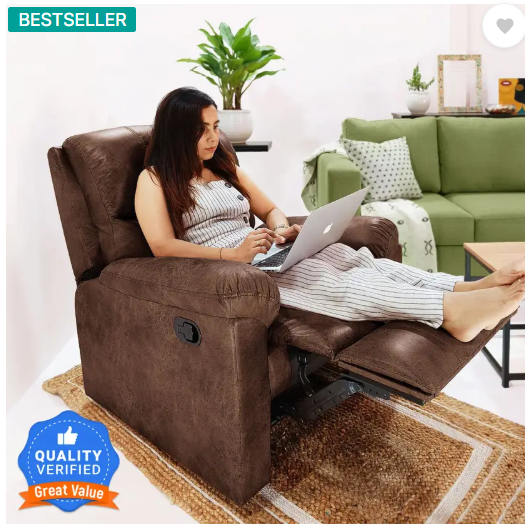 Jordyblue Louis Fabric Manual Recliner  (Finish Color - Brown, DIY(Do-It-Yourself))