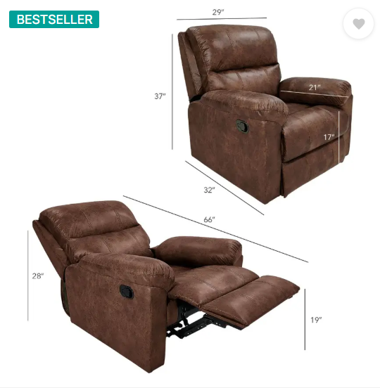 Jordyblue Louis Fabric Manual Recliner  (Finish Color - Brown, DIY(Do-It-Yourself))