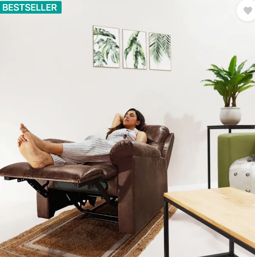 Jordyblue Louis Fabric Manual Recliner  (Finish Color - Brown, DIY(Do-It-Yourself))