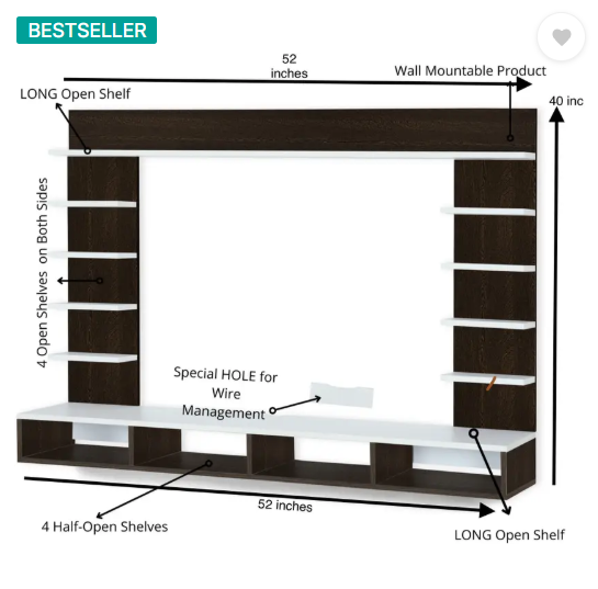 RADHACRAFT Engineered Wood TV Entertainment Unit (Finish Color - Brown / White, DIY(Do-It-Yourself))