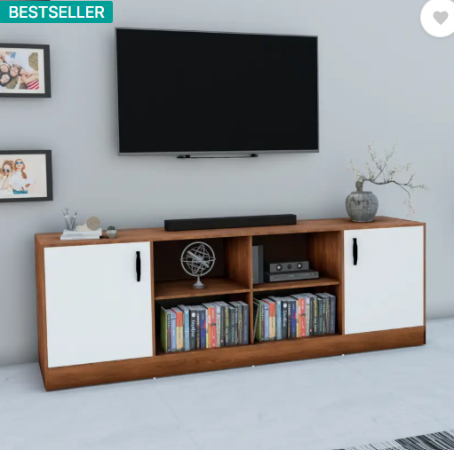 Flipkart Perfect Homes Kamet Engineered Wood TV Entertainment Unit (Finish Color - Walnut & White, Knock Down)