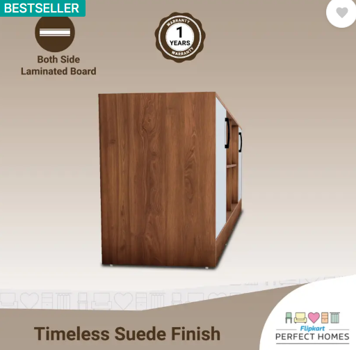 Flipkart Perfect Homes Kamet Engineered Wood TV Entertainment Unit (Finish Color - Walnut & White, Knock Down)