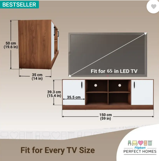 Flipkart Perfect Homes Kamet Engineered Wood TV Entertainment Unit (Finish Color - Walnut & White, Knock Down)