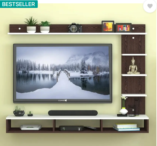 SNQ Engineered Wood Wall Mount TV Unit/TV Stand/TV Cabinet Engineered Wood TV Entertainment Unit (Finish Color - Wenge & White, DIY(Do-It-Yourself))