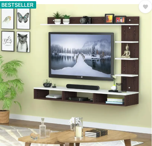 SNQ Engineered Wood Wall Mount TV Unit/TV Stand/TV Cabinet Engineered Wood TV Entertainment Unit (Finish Color - Wenge & White, DIY(Do-It-Yourself))
