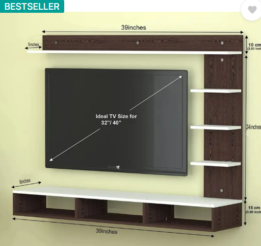 SNQ Engineered Wood Wall Mount TV Unit/TV Stand/TV Cabinet Engineered Wood TV Entertainment Unit (Finish Color - Wenge & White, DIY(Do-It-Yourself))