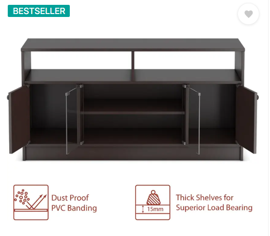 Flipkart Perfect Homes Phonox Engineered Wood TV Entertainment Unit (Finish Color - Dark Wenge, Knock Down)
