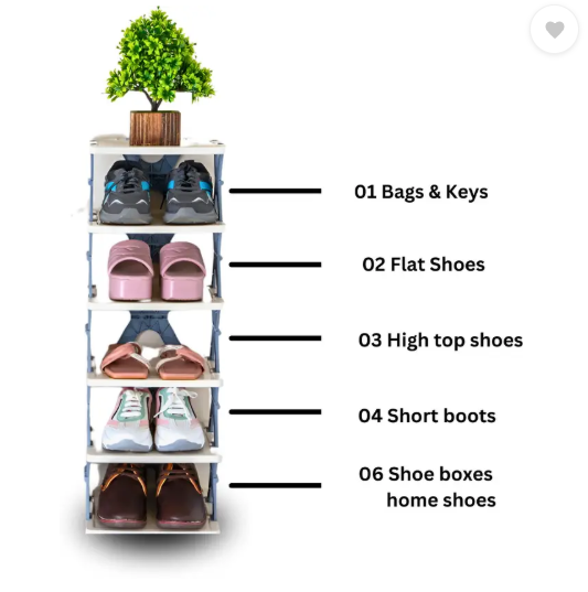 LIMITLESS HUB 6 Layer Plastic Corner Shoe Rack – Compact Small Shoes Stand for Home Storage Plastic Shoe Rack (White, 6 Shelves, DIY(Do-It-Yourself))
