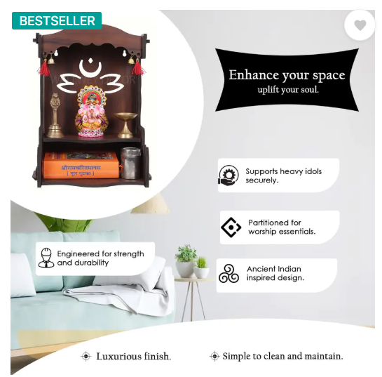 King Decore smart temple modern temple light Engineered Wood Home Temple  (Height: 30, DIY(Do-It-Yourself))